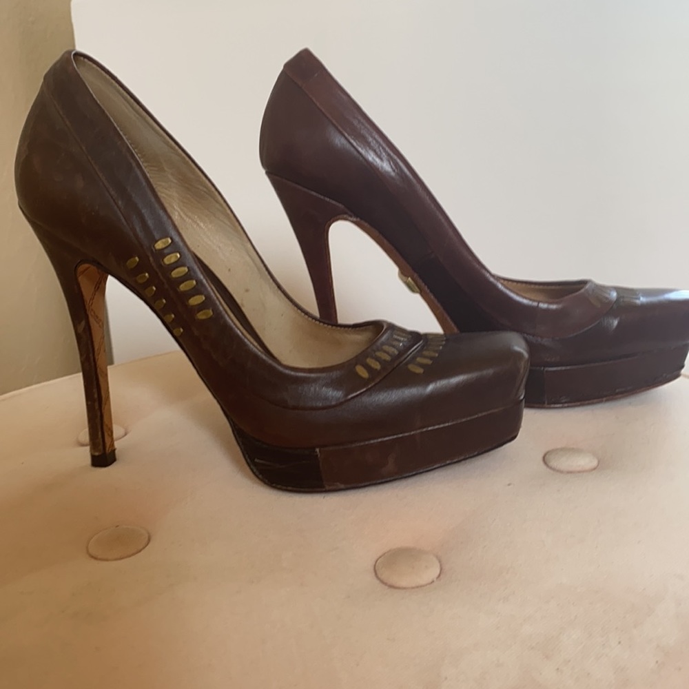 L.A.M.B Leather Platform Pump Square Toe